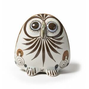 Vintage Ken Edwards El Palomar Mexico Ceramic Pottery Tonala Owl Figurine 4½"